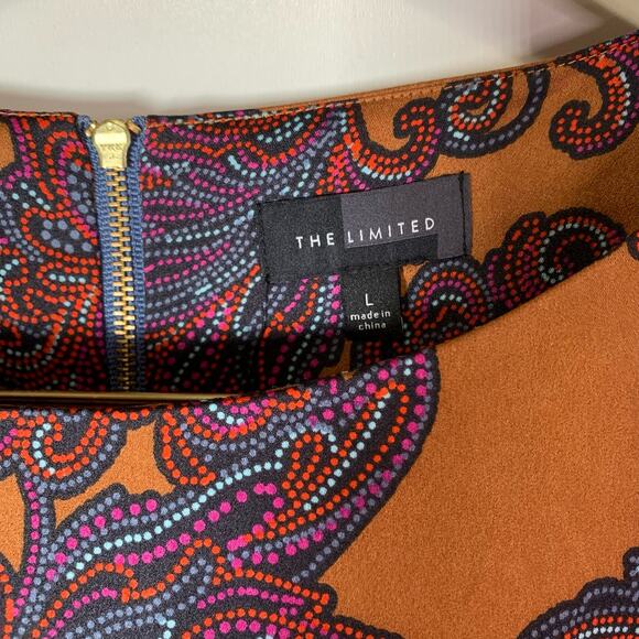 The Limited Paisley Printed Long Sleeve Dress Size Large NWT Copper Lined Orange - Picture 11 of 16